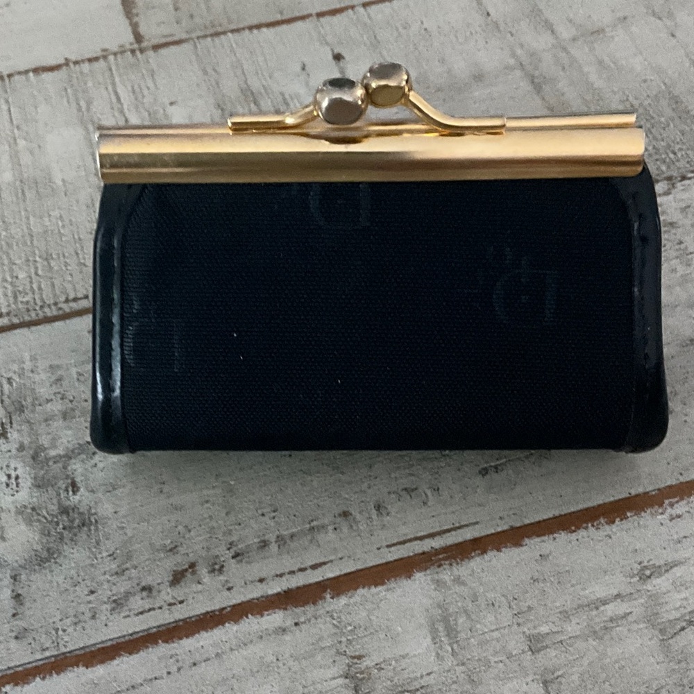 Vintage Dior Navy Canvas Key Pouch with Gold-Tone Frame - Picture 2 of 9